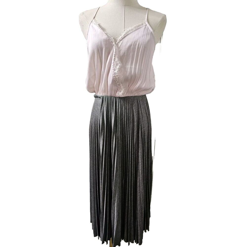 Loyd/Ford Palm Springs Women's Pink Lace Gray‎ Pleated Skirt Slip Dress Size 4